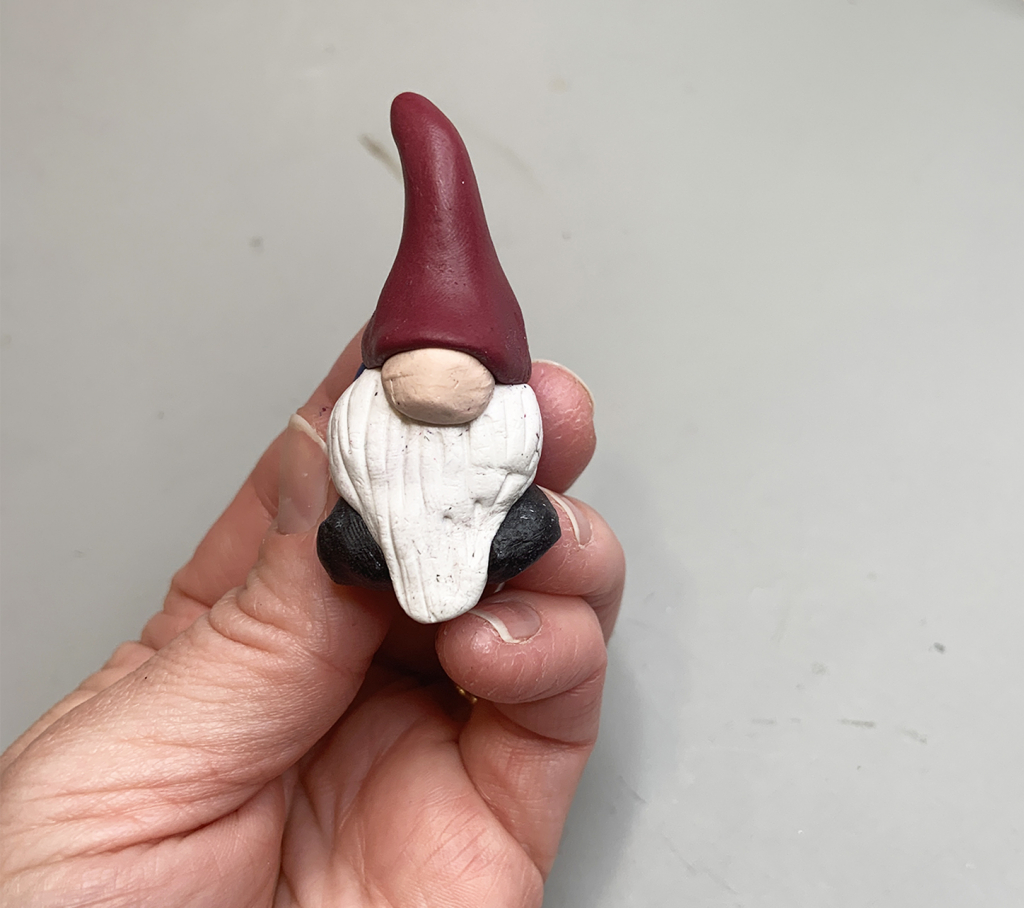 Finished gnome made from polymer clay