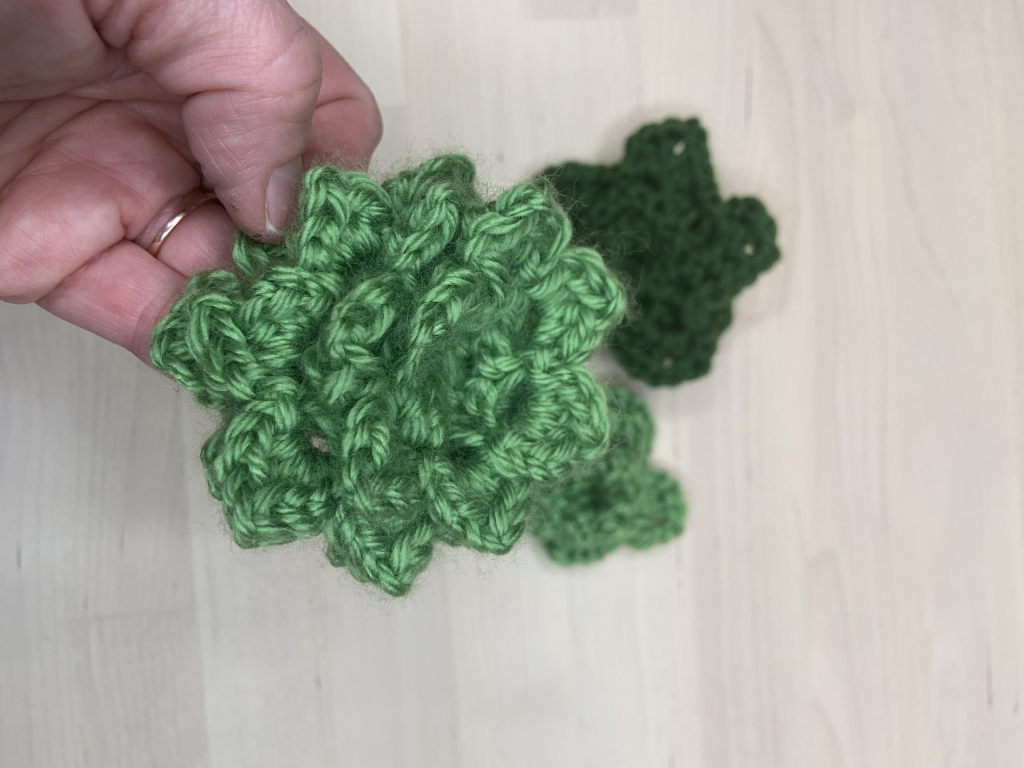 image of a green crocheted succulent