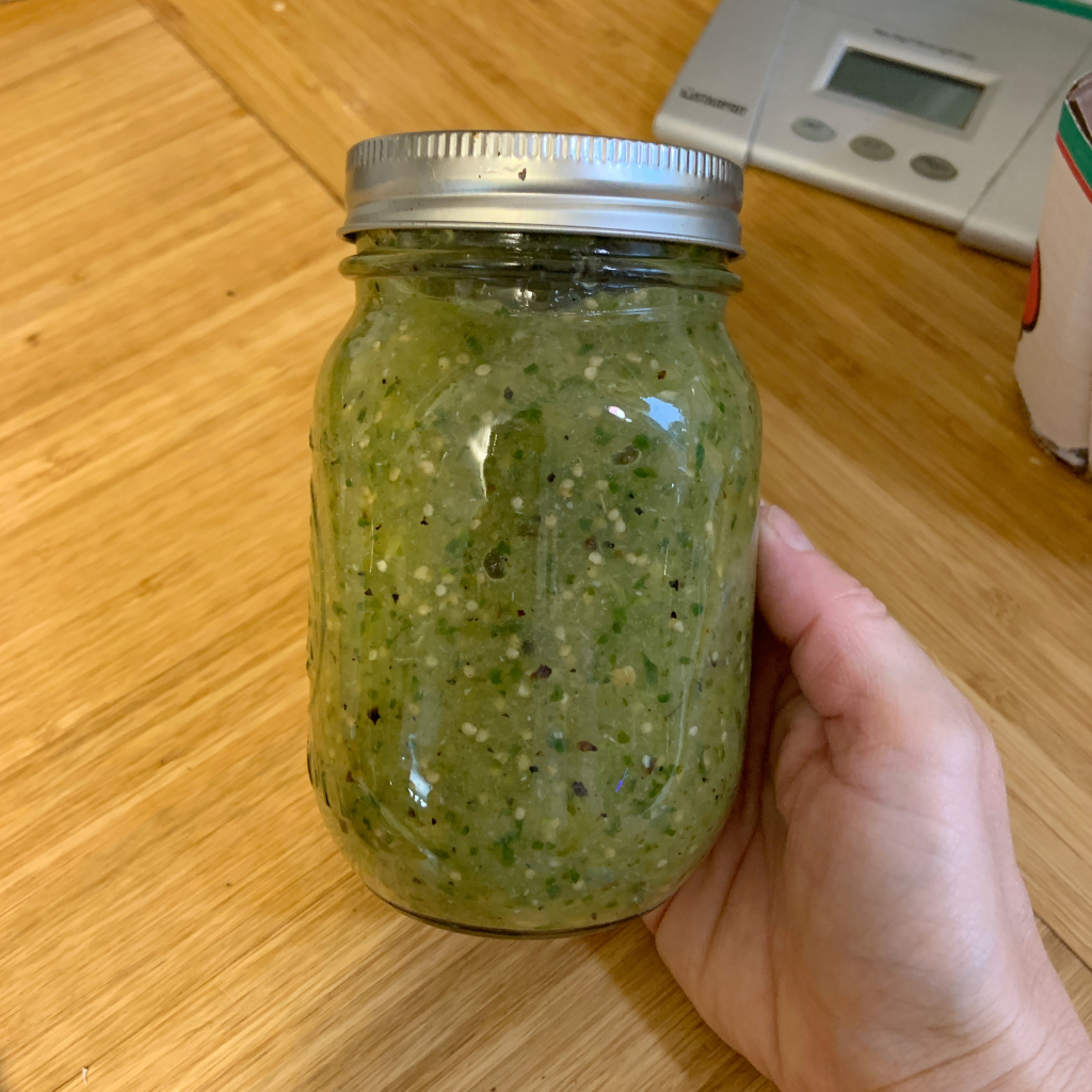 Image of a jar of homemade salsa verde